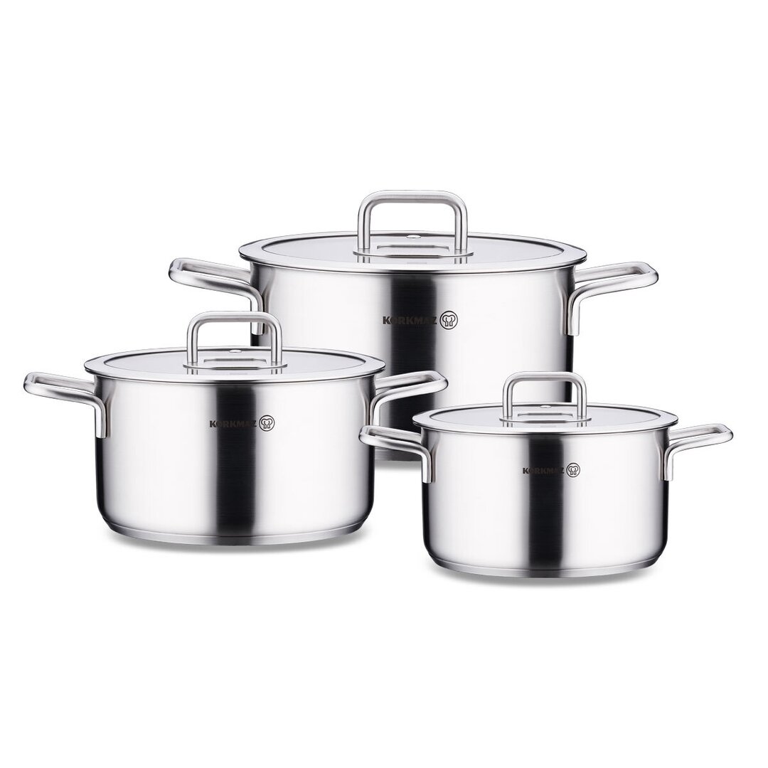 Korkmaz Stella Stainless Steel Cookware Set, A2930, 6 Pieces