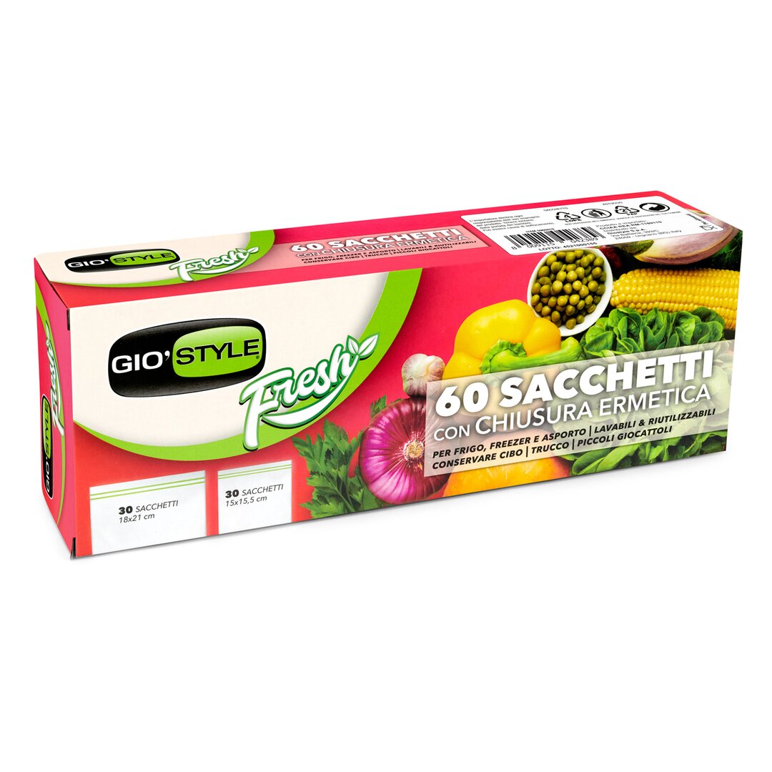 Giostyle Fresh 30+30 Airtight Bags, 60 Units, 1 Piece