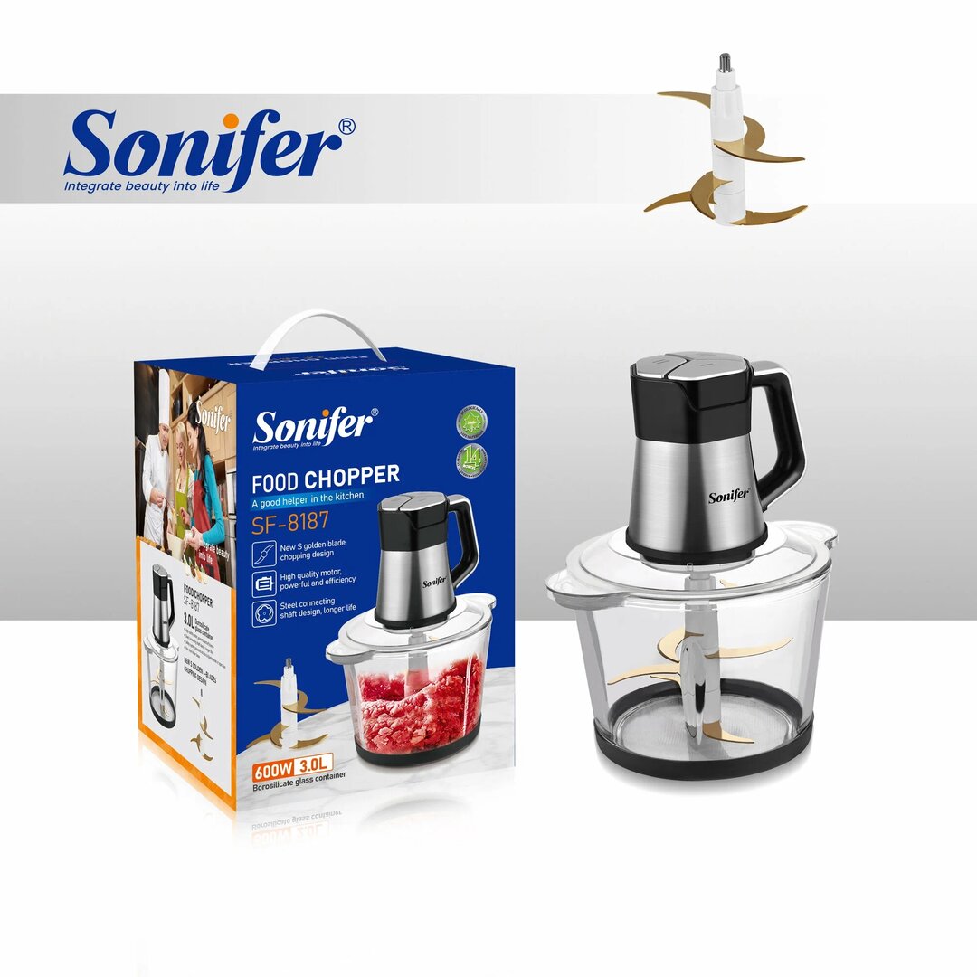 Sonifer Glass Vegetable Chopper, 3 Lt, 600W, Sf-8187, 1 Piece