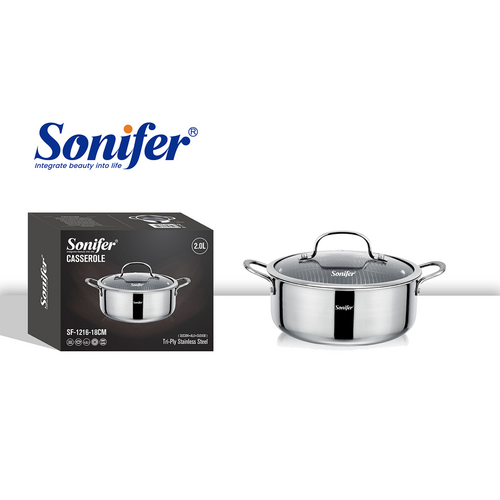 Sonifer Tenxhere Inoksi me Veshje Titanium, 18 Cm, 2 Lt, Sf-1216-18, 1 Copë