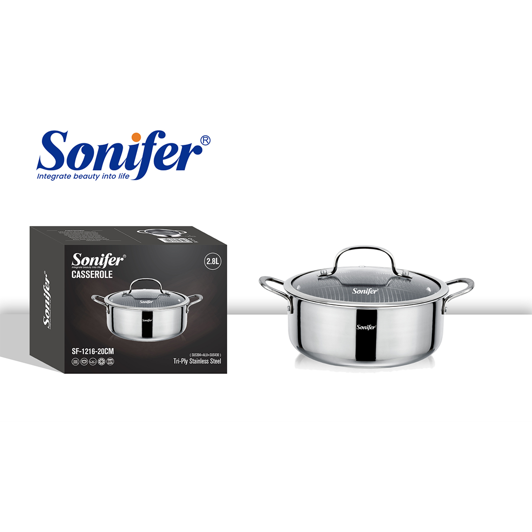 Sonifer Tenxhere Inoksi me Veshje Titanium, 20 Cm, 2.8 Lt, Sf-1216-20, 1 Copë