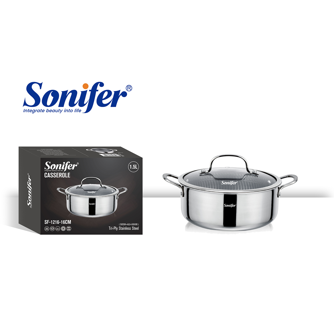 Sonifer Tenxhere Inoksi me Veshje Titanium, 16 Cm, 1.5 Lt, Sf-1216-16, 1 Copë