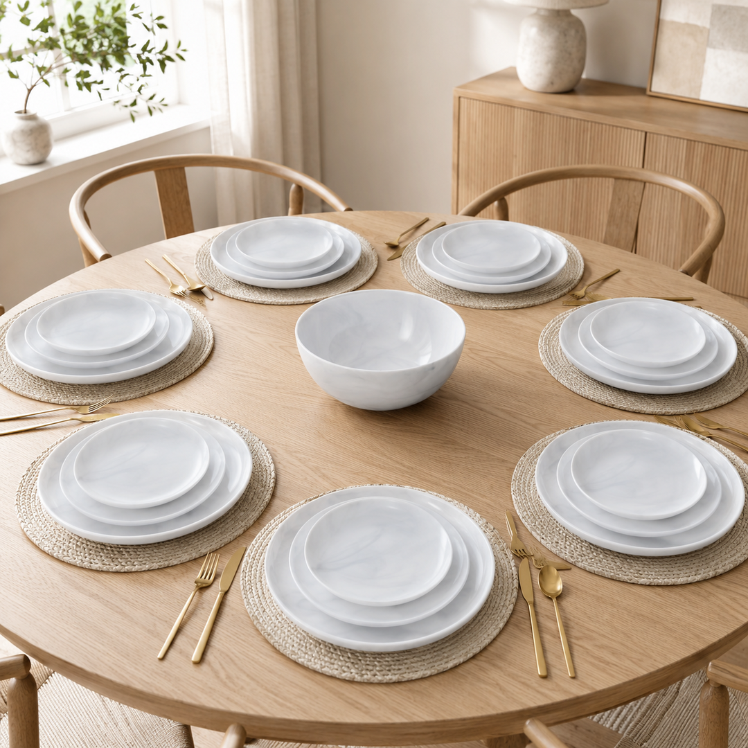 Luminarc Diwali Marble Granite Plate Set, 19 Pieces
